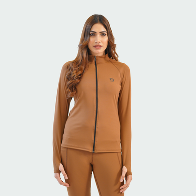 Trendy Zipper Jacket - Brown
