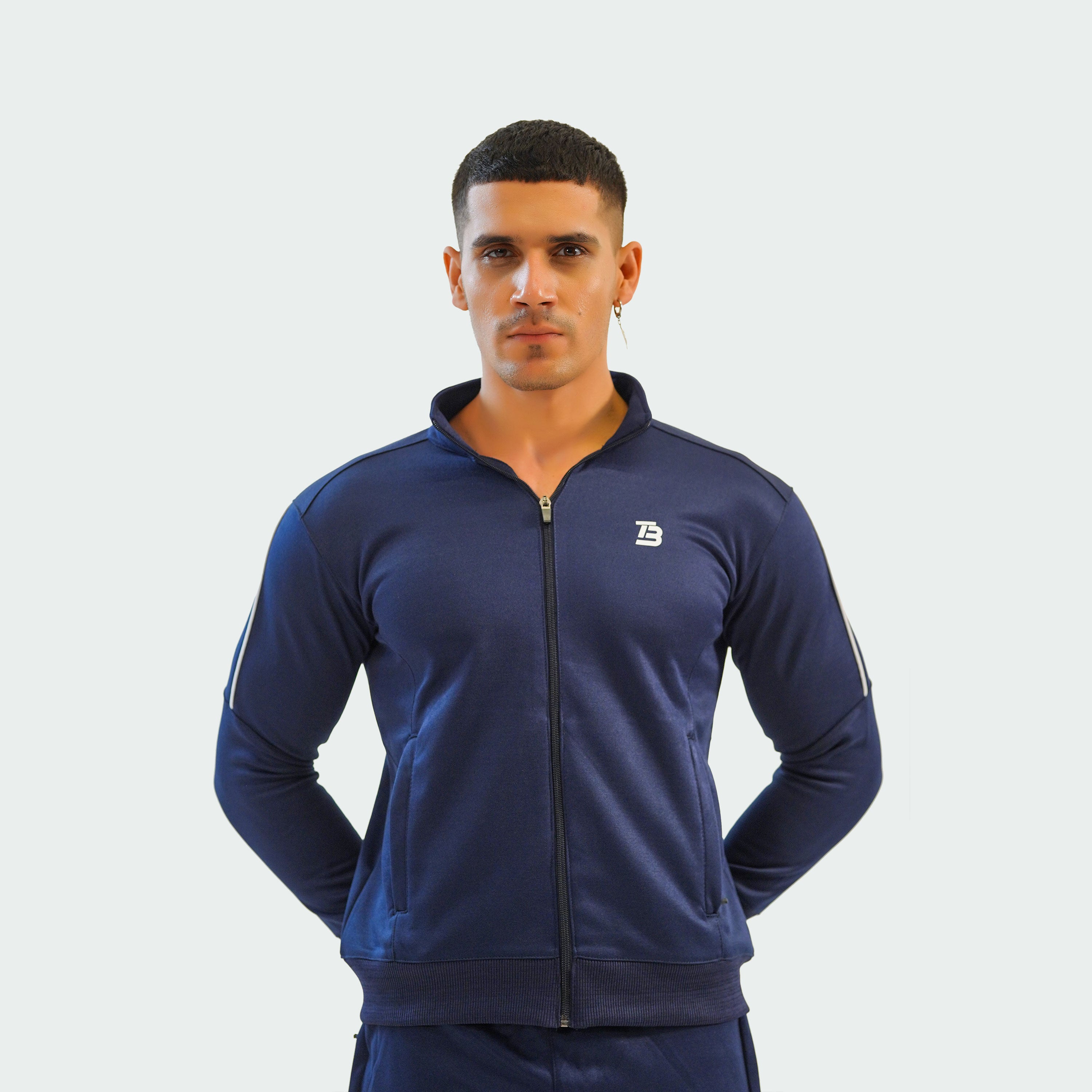 Zipper Activewear Top - Navy